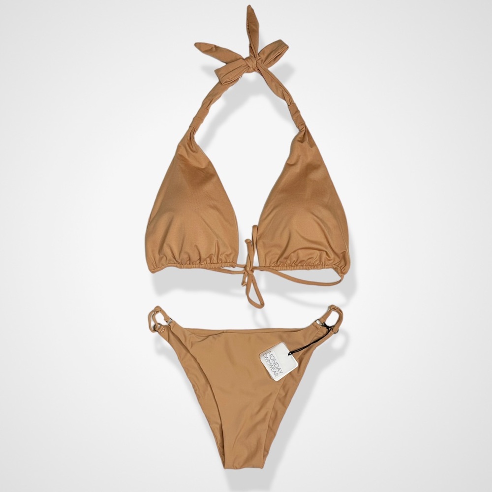 MONDAY SWIMWEAR Tulum Top (L/V) & Capri Bottom (L) - Sand